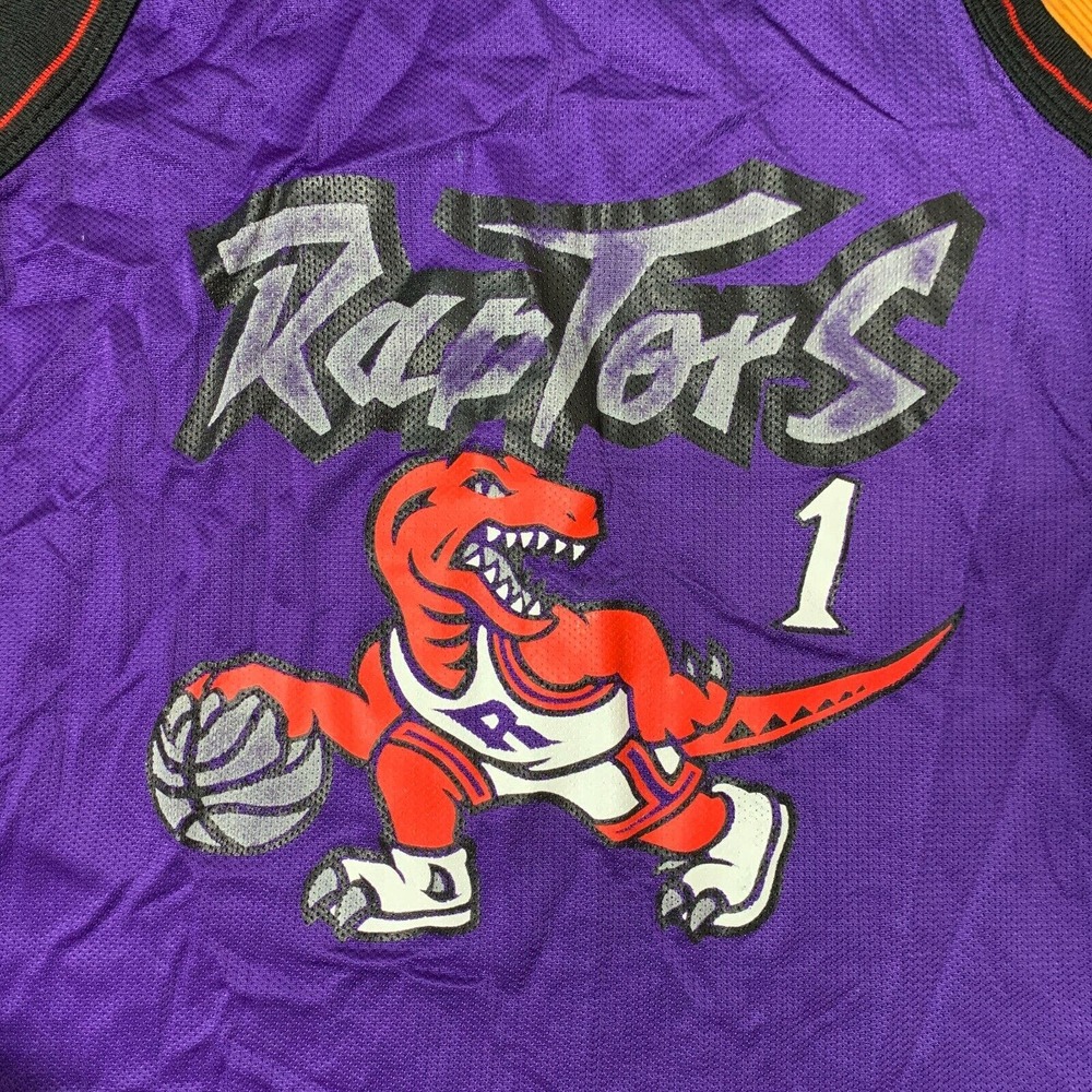 Champion NBA Raptors Jersey Tank Top Purple #1 Made in USA Nylon Mens Size SM - Picture 3 of 5